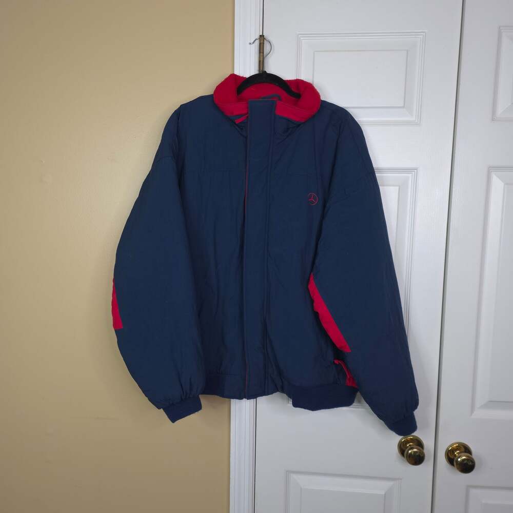 Vintage Mercedes-Benz Corporate Fleece Ski Jacket Blue Red Colorblock Men's XL